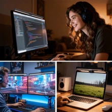 1pc LED Screen Light, Computer Screen Ambient Light, Indoor Lighting Lamp, Desk Lamp, Adjustable Three Colors, Three-Button USB Wire Control, 45-Degree Adjustable Angle, Computer Lamp, Eye-Care Lamp, Reading Light - USB - View 8