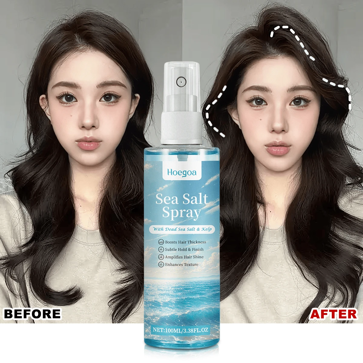 Xịt tạo kiểu tóc muối biển 100ml, tạo kiểu tóc xoăn bồng bềnh tự nhiên, giữ nếp mượt mà, tươi mát, khô nhanh, không để lại vệt trắng, bền lâu, chống xẹp, sử dụng được cả khi khô và ướt, dễ dàng tạo kiểu tóc xoăn tự nhiên. - Màu xanh bạc hà - Xem 1