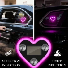 Solar Powered Heart-Shaped Neon LED Light, Suitable For Car Rear Window, Wireless Atmosphere Decoration, Car LED Window Glowing Heart-Shaped Atmosphere Light, Solar Powered Car Interior Neon USB Decoration Light, 3.7V+300mAh Lithium Battery - Multicolor - View 5