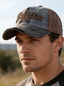 JZML 1pc Unisex Retro Distressed Letter Embroidered Baseball Cap - A - View 5