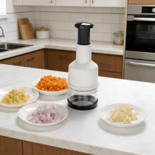 1pc Multifunctional Press Food Processor, Seasoning And Vegetable Chopper, Manual Press, And Portable, Easy To Operate, Kitchen Accessory. - Multicolor - View 3