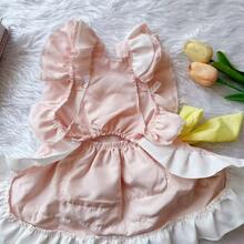 1pc Vintage Valentine's Day Bow Decor Pearl Dress, Pet Clothing For Dogs Cats Teddy Poodle - Pink - View 4