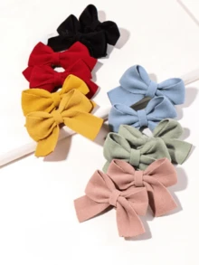12pcs Solid Color Bow Hair Clips,Summer,Holiday,Travel, Accessories For Women,Festival,Party - Multicolor - View 2