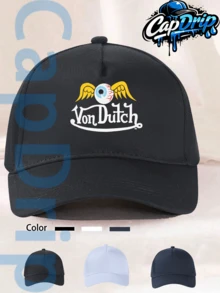 Black 1pc Unisex Von-Dutchs Print Baseball Cap, Sun Hat, Curved Brim, Dad Cap. Suitable For Daily Use And Outdoor Activities. Outdoor Adjustable Sun Cap. Spring-Summer Travel, Tourism, Beach Vacation Hat. - 黑色 - 查看 4