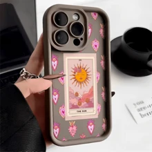 Esta funda para teléfono con diseño de carta del tarot solar es compatible con Apple  16E/15/14/13/12/11/Pro/PLUS/Pro Max/MINI, S/A/M/NOTE, S/G/EDGE/E, Transition Spark/HANTOM/CAMON/INFINIX, Honor 400/PLAY/X/Y, OPPO Reno/A/F, 14/Redmi/POCO/NOTE y otros modelos. Está hecha de TPU transparente, sencillo, elegante y duradero. Es una opción ideal para el Día de San Valentín, Halloween, Navidad, para uso personal o como regalo. - Negro - Ver 3