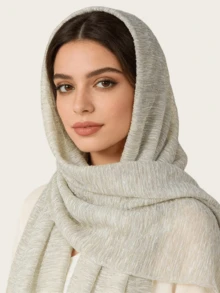 梦幻褶皱围巾，适合日常佩戴 - 卡其色 - 查看 3