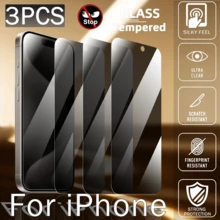 3片装隐私屏幕保护膜，兼容 17/16/15 Pro Max/14 Plus，钢化玻璃材质，兼容 13/11 Pro/X/XS Max/12 Mini/XR/6/7/8 Plus/SE2/SE3，防窥屏 - 無色 - 查看 17