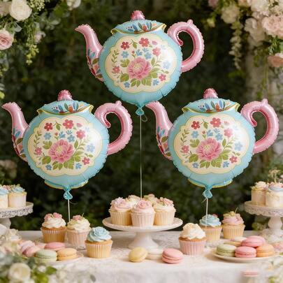 1 Bộ bóng bay hình ấm trà và công chúa, thích hợp trang trí tiệc sinh nhật, đám cưới, tiệc trà, cổng bóng bay chủ đề trà, phụ kiện chụp ảnh tiệc Ngày của Mẹ, đồ dùng trang trí tiệc tự làm mùa xuân/hè.