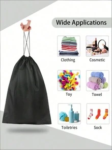 5-50个装旅行鞋袋，11.81*15.75英寸便携式抽绳防尘收纳袋，无纺布鞋袋，适用于运动鞋和靴子 - 黑色 - 查看 3