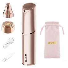 WPOI 二合一眉毛修剪器和面部脱毛器，女士专用，不锈钢刀片，USB充电，带LED灯，便携式迷你剃须刀，可修剪眉毛、唇毛、鼻毛和体毛，送给妈妈和女朋友的理想礼物，玫瑰金/白色 - 彩色 - 查看 16