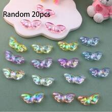 10/20颗亚克力天使翅膀造型珠子，适合DIY首饰制作，如项链、手链、耳环、包包链、钥匙扣等。 - 彩色 - 查看 7