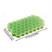 1 pieza Molde de hielo de panal de silicona de 37 celdas con tapa, molde de cubitos de hielo, caja de hielo casera, molde de hielo de congelación rápida y fácil liberación, bandeja de hielo de silicona - Multicolor - Ver 3