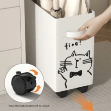 Rolling Storage Cart For Under-Desk - Multifunctional Storage Basket, Essential For Mobile Office Organization, With Cute Cat Print - Under-Desk Organizer With Wheels, Plastic Office Supply Basket For Home And Workspace, School Supplies, Back To School - A - 查看 4