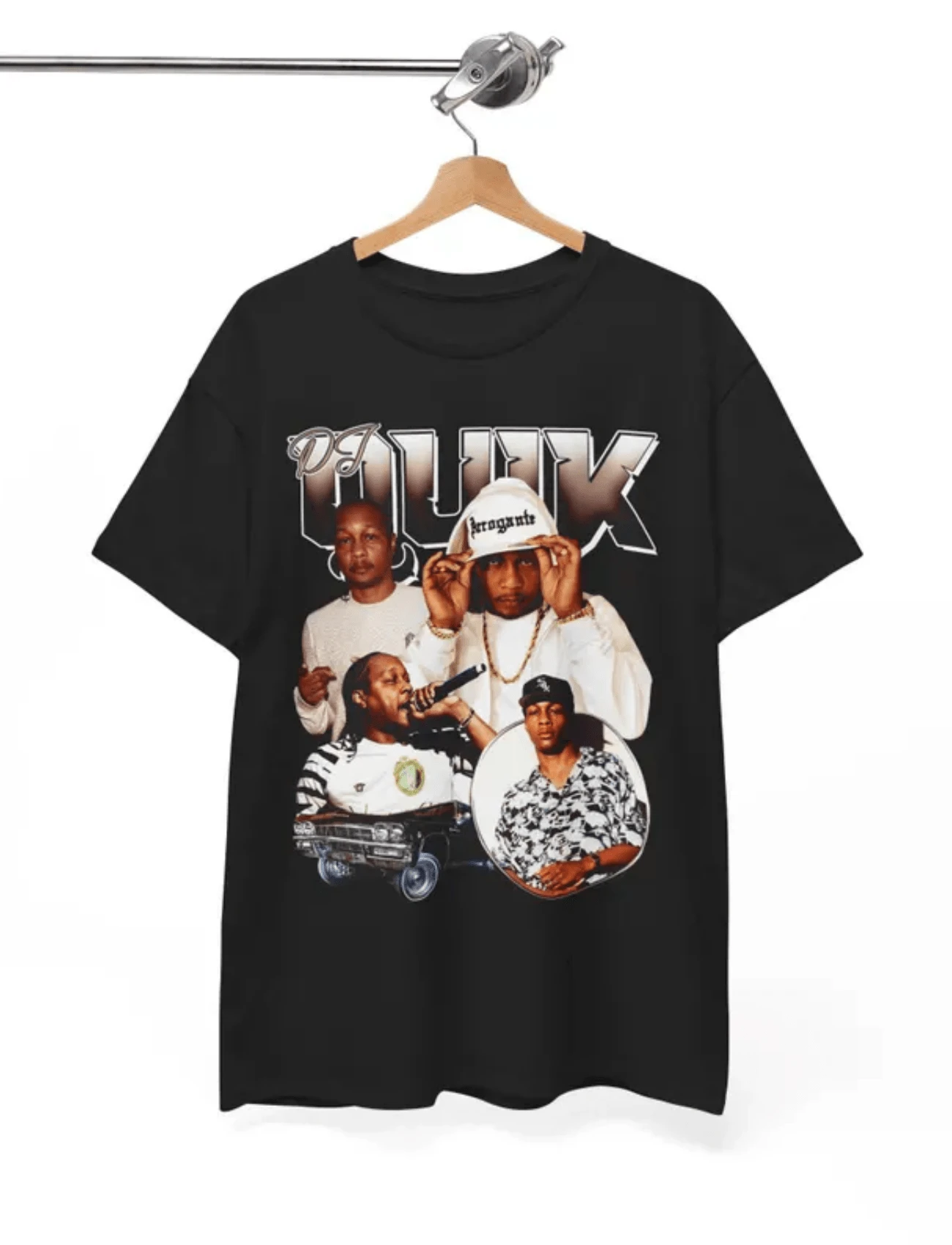 Dj Quik V3 Los Angeles Compton  E NWA BIG50 Lil Ye Wayne Cube WuTang Dr Dre 90s Vintage Hip Hop Rappers - màu đen - Xem 1