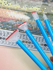 10pcs Blue Diamond Painting Drill Pens With 1/3/6/9 Drill Tips, Easy To Use And Improve Creative Efficiency, Suitable For 5D Diamond Art, Rhinestone DIY Crafts And Wall Decor Paintings - Sets - View 6