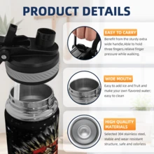 Taza de coche de acero inoxidable Deadpool 304 - Vaso de viaje aislado al vacío de doble pared con tapa a prueba de fugas, diseño de boca ancha de fácil limpieza para coche, oficina, hogar, camping al aire libre, regalo para hombres y mujeres - Negro - Ver 8