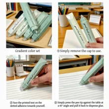 4 piezas de cinta de color degradado, dispensador de cinta de puntos de doble cara con forma de bolígrafo, adecuado para notas, diarios, manualidades DIY, scrapbooking, regreso a la escuela y útiles de oficina - Multicolor - Ver 9