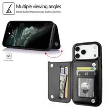 Skull Butterfly/Wallet Card Holder,Credit Card Slots Phone Case For Iphone17/17air 16/15Pro 14/13pro12 11 ProMax Xs 16Plus Case, Cute Phone Case  Galaxy S22/S23+S24 Plus/S25Ultra/ Cover For Women Girls Stylish  Fashionable Coin Pocket Magnetic.A281 - màu đen - Xem 3