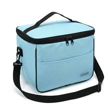 Large Capacity Thermal Lunch Bag, Portable And Multifunctional, 33cm X 22cm X 24cm, With Adjustable Shoulder Strap For Carrying Lunch To Work, School, Picnics, Camping, And Travel. Waterproof Handheld Cooler With Aluminum Lining To Keep Food Hot Or Cold. Available In Various Colors For Adults And Children. The Perfect Solution For Everyday Use, Keeping Your Meals Fresh. - 淺藍色 - 查看 2
