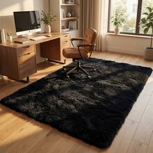 Black, Ultra-Soft, Fluffy Shaggy Rug – Cozy Rug For Bedroom, Living Room Or Children's Room, Non-Slip, Modern Accent In Chic Colors - 黑色 - 查看 8