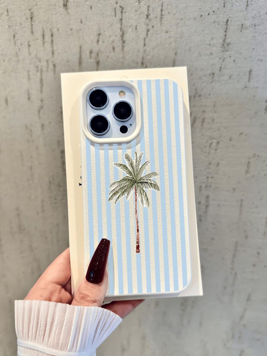 1个全新创意皮革纹理手机壳，采用竖条纹椰树图案，兼容 17 Pro Max/17 Pro/Air/16 Pro Max/16 Pro/16/16 Plus/15 Pro Max/15 Pro/15/15 Plus/14 Pro Max/14 Pro/14/13 Pro Max/13/13 Pro/12 Pro Max/12/12 Pro/11/XR及系列手机 - 彩色 - 查看 1