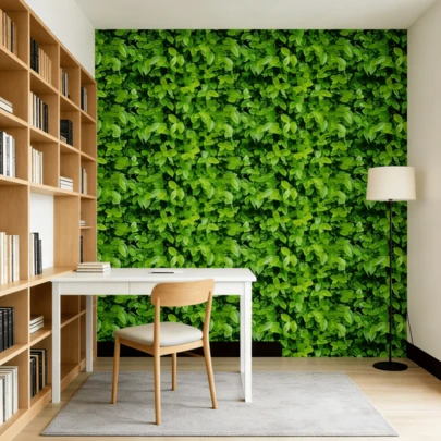 1 لفة ورق حائط بنقوش أوراق نباتية خضراء، ملصق حائط مائي قابل للإزالة من البي في سي، 45 سم * 100/300/500 سم، مناسب لديكور المطبخ والحمام والغرفة والصالة