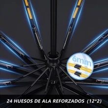 AMOROSA 1 pieza Paraguas Automático Plegable con 24 Varillas Reforzadas,Súper Resistente al Viento,Protección UV para Sol y Lluvia,Sombrilla Portátil Ideal para Verano,Viajes,Oficina y Uso Diario - Celeste - Ver 5