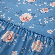 400 Thread Count Micropercal Bedding Set With Hemstitching, Double, Queen, And Single Sizes, Printed, Extra Soft And Comfortable Touch. - Floral azul - Ver 5