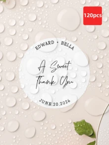 1-120Pcs Custom Wedding Stickers Personalized ,Circle Custom Stickers Labels, Customizable Round Wedding Stickers, Names And Dates Editable, Waterproof And Oil-Resistant, Multi-Size Circle Custom Stickers For Wedding Snack Bag Sweets Desserts Favors Stickers Custom Sticker - Multicolor - View 49
