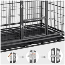Butterslay 1PC Rolling Dog Crate Dog Cage Metal Dog Kennel - màu đen - Xem 3