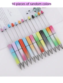10 hạt silicon trang sức DIY thời trang mới, hạt tròn mạ ombre màu cầu vồng dùng để trang trí bút, đồ dùng thủ công - Nhiều màu - Xem 13