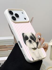 1pc Minimalist Cute Dog Print Textured Soft Protective Phone Case, Waterproof Shockproof Slip-Resistant, Suitable As Birthday/Holiday Gift For Friends, Family, Couples, Compatible With Apple// Phones 17/17PRO/17PROMAX/17Air - Multicolor - View 3