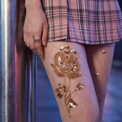 Vớ lưới họa tiết ong hoa gợi cảm, vớ lưới thủ công thanh lịch cá nhân hóa, quần tất.