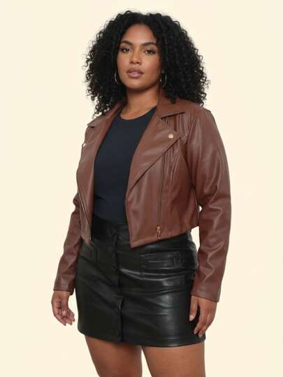 Jaqueta Feminina Plus Size em Courinho/Couro Sintético G1 ao G4