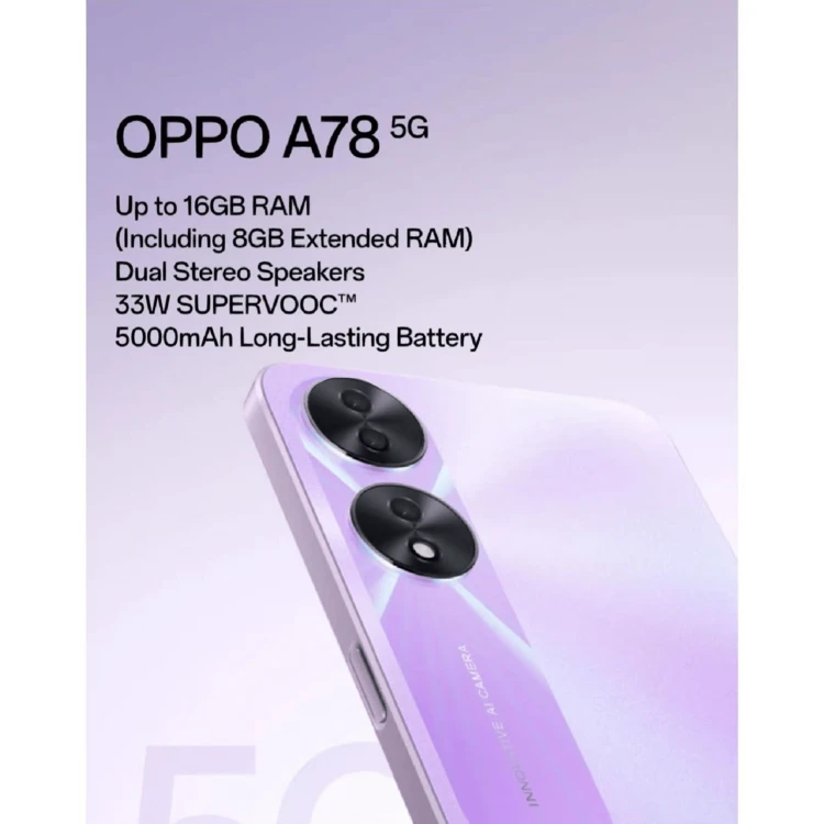 OPPO A78 Smartphone, Dual SIM Dual Standby, 5000mAh Long-Lasting