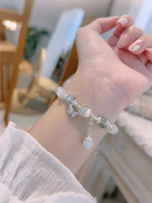 1 chiếc vòng tay hình bướm đá mắt mèo - Biểu tượng của sự tự do, bảo vệ và thịnh vượng, một món quà ý nghĩa và tinh tế dành cho bạn gái hoặc bạn thân. - Nhiều màu - Xem 4