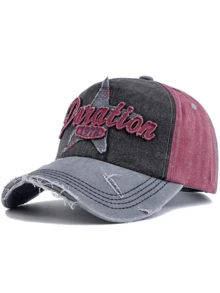 JZML 1pc Unisex Retro Distressed Letter Embroidered Baseball Cap - A - View 15