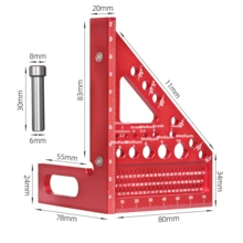 Regla de escuadra de carpintería de aleación de aluminio de 7 pulgadas, regla de ángulo de 90 grados con medidas en inglés/métricas - Regla triangular para trabajar la madera - Ver 8