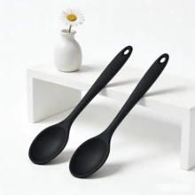 Bộ thìa trộn silicon chịu nhiệt, dụng cụ nhà bếp thiết yếu chống dính - Dùng cho nấu nướng, khuấy trộn hàng ngày - An toàn với máy rửa chén (Đen/Đỏ/Xám, bộ 2/4/6 chiếc) - màu đen - Xem 14