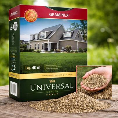 Semi di erba universale premium da 1 kg – Miscela di semi per prato a crescita rapida per 40 m² | Riparazione durevole del manto erboso del giardino e prato verde spesso