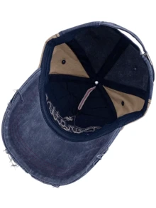 JZML 1pc Unisex Retro Distressed Letter Embroidered Baseball Cap - A - View 11