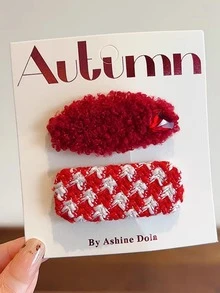 2个布艺蝴蝶花朵发夹，刘海发夹，蝴蝶发饰 - 彩色 - 查看 7