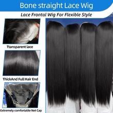 骨直蕾丝前假发 8-34 英寸 13*4 高清蕾丝前假发 真人混纺发丝 即戴即走 预先拔毛，带婴儿绒毛 漂白发结 原生发 自然发际线 无胶易戴 女士款 #1B 黑色混纺发 - 自然色&黑色系 - 查看 4