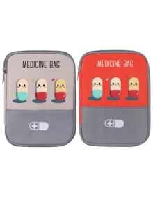 Portable Medical Bag, Printed With "Medicine Bag" And Pill Pattern, Portable Camping Medical Bag, Compact First Aid Kit, Suitable For Travel And Home Portable Storage Bag, Small Medical Bag, Convenient Medical Kit, Emergency Bag, Multiple Colors Available, Back To School Essential, Suitable For Daily/Outdoor/Travel, Suitable For Health-Conscious People And Use Anytime, Anywhere, Essential Medical Accessory, Daily Health Management Organizer - Multicolor - View 18