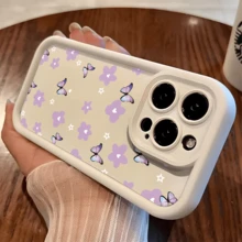Esta funda para teléfono con estampado de mariposas y corazones morados es compatible con Apple  16E/15/14/13/12/11/PRO/PLUS/PROMAX/MINI, S/A/M/NOTE, S/G/EDGE/E, Transition Spark/HANTOM/CAMON/INFINIX, Honor 400/PLAY/X/Y, OPPO Reno/A/F, 14/Redmi/POCO/NOTE y otros modelos. Está hecha de TPU transparente, sencillo, elegante y duradero. Es una opción ideal para San Valentín, Halloween, Navidad, para uso personal o como regalo. - Negro - Ver 5