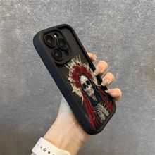 Esta funda para teléfono con estampado de calavera oscura y rosa roja es compatible con Apple  16E/15/14/13/12/11/PRO/PLUS/PROMAX/MINI, S/A/M/NOTE, S/G/EDGE/E, Transition Spark/HANTOM/CAMON/INFINIX, Honor 400/PLAY/X/Y, OPPO Reno/A/F, 14/Redmi/POCO/NOTE y otros modelos. Está hecha de TPU transparente, sencillo, elegante y duradero. Es una opción ideal para el Día de San Valentín, Halloween, Navidad, para uso personal o como regalo. - Blanco - Ver 5