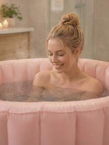 1pc Portable Inflatable Bathtub With Foot Pump, Foldable PVC Soaking Tub For Home Spa, Hot Bath, Ice Bath And Travel Use, Easy Inflate And Drain Freestanding Bath Tub For Bathroom Essentials, Compact Storage Shower Room Accessory, Relaxation Gift For Home - A - View 4