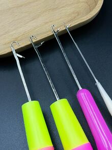 4pcs Flexible Tongue Hook Crochet Hook Set, 2mm-3mm-5mm-7mm, Suitable For African Braids, Dreadlocks, DIY Handmade, Non-Slip Handle - Tongue Crochet - View 3