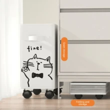 Rolling Storage Cart For Under-Desk - Multifunctional Storage Basket, Essential For Mobile Office Organization, With Cute Cat Print - Under-Desk Organizer With Wheels, Plastic Office Supply Basket For Home And Workspace, School Supplies, Back To School - A - 查看 3