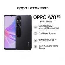 OPPO A78 智能手机，双卡双待，5000mAh 长续航电池，联发科天玑 700 5G 处理器，8GB+256GB 存储，黑色/紫色/蓝色可选，官方标准配置，国际版，USB Type-C 接口 - 多色 - 查看 7